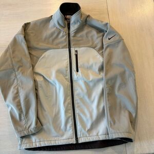 Vintage Nike Full Zip-Up Jacket Beige Brown Polyester Coat Size Large Y2K Men’s